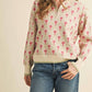 &Merci - Floral Mock Neck Half Zip Pullover Sweater