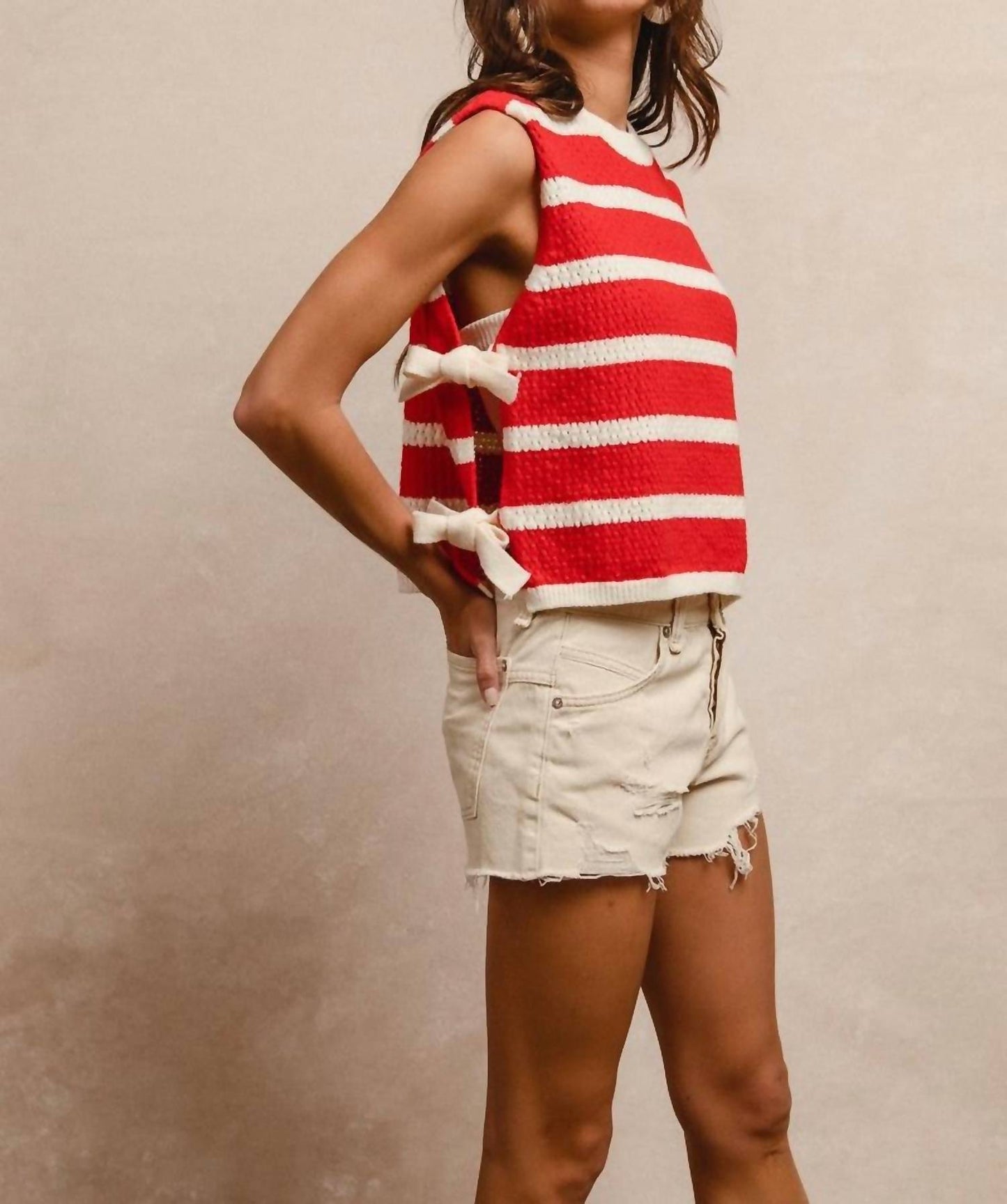 Bibi - Sandie Striped Side Tied Vest