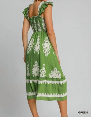 Umgee - Abstract Smocked Midi Dress
