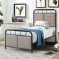 Twin Size Linen Upholstered Platform Metal Bed Frame With Fabric Headboard And Footboard - Brown