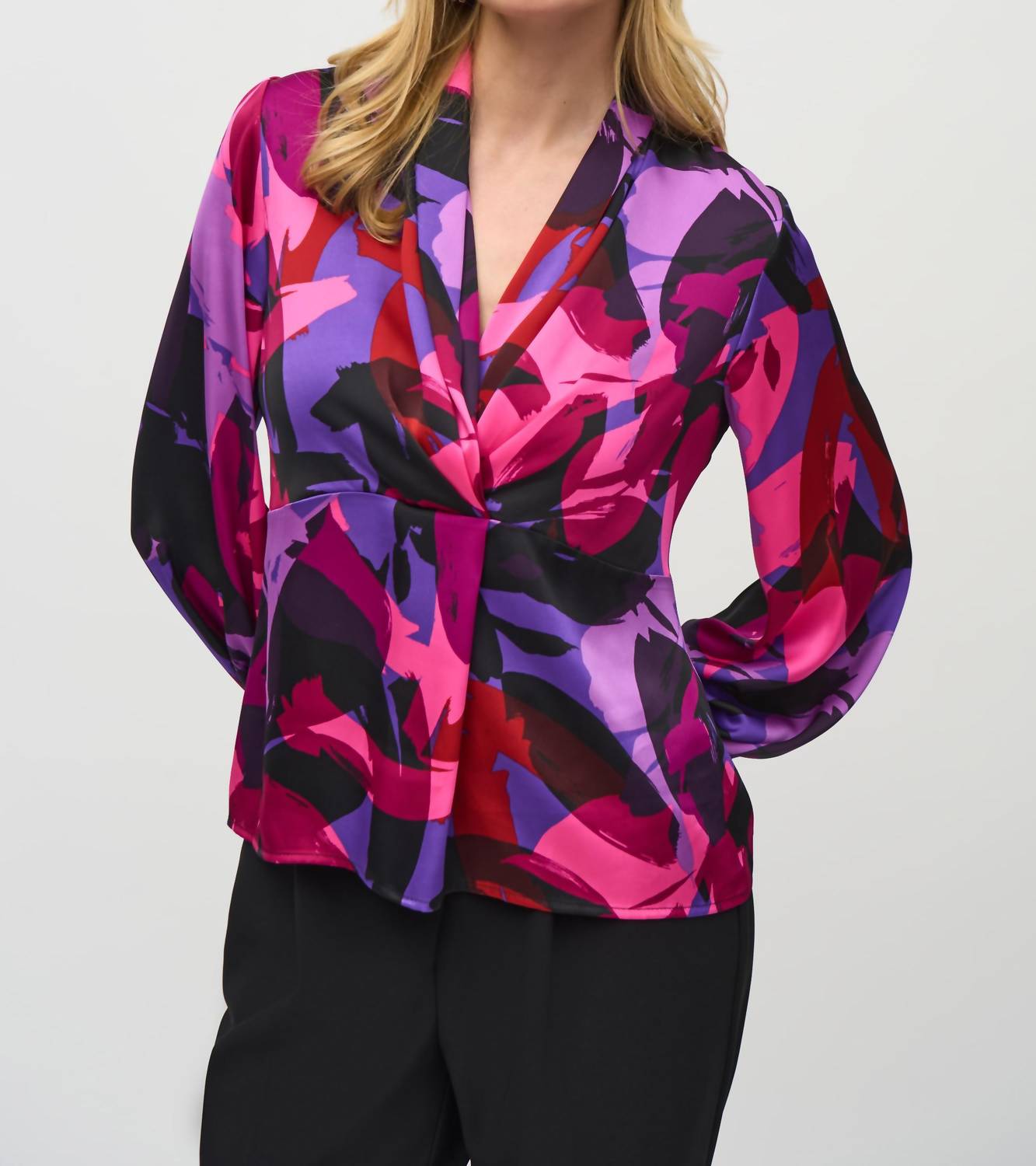 Joseph Ribkoff - Satin Abstract Print Trapeze Top