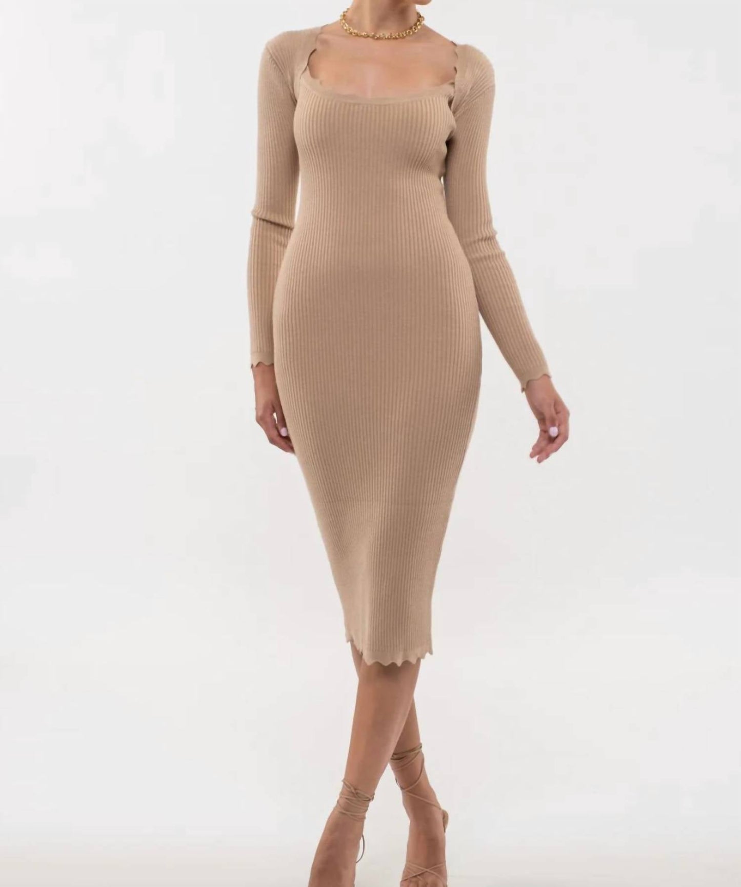 Blu Pepper - Scallop Ribbed Dress