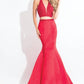 Rachel Allan - Matte Satin Beaded Two-piece Mermaid Gown