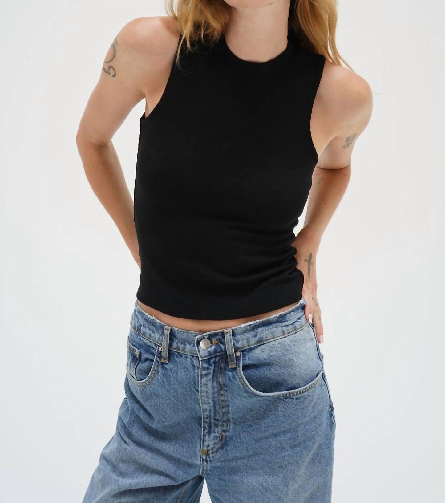 Lna - Double Layer Lurex Rib Sleeveless Top