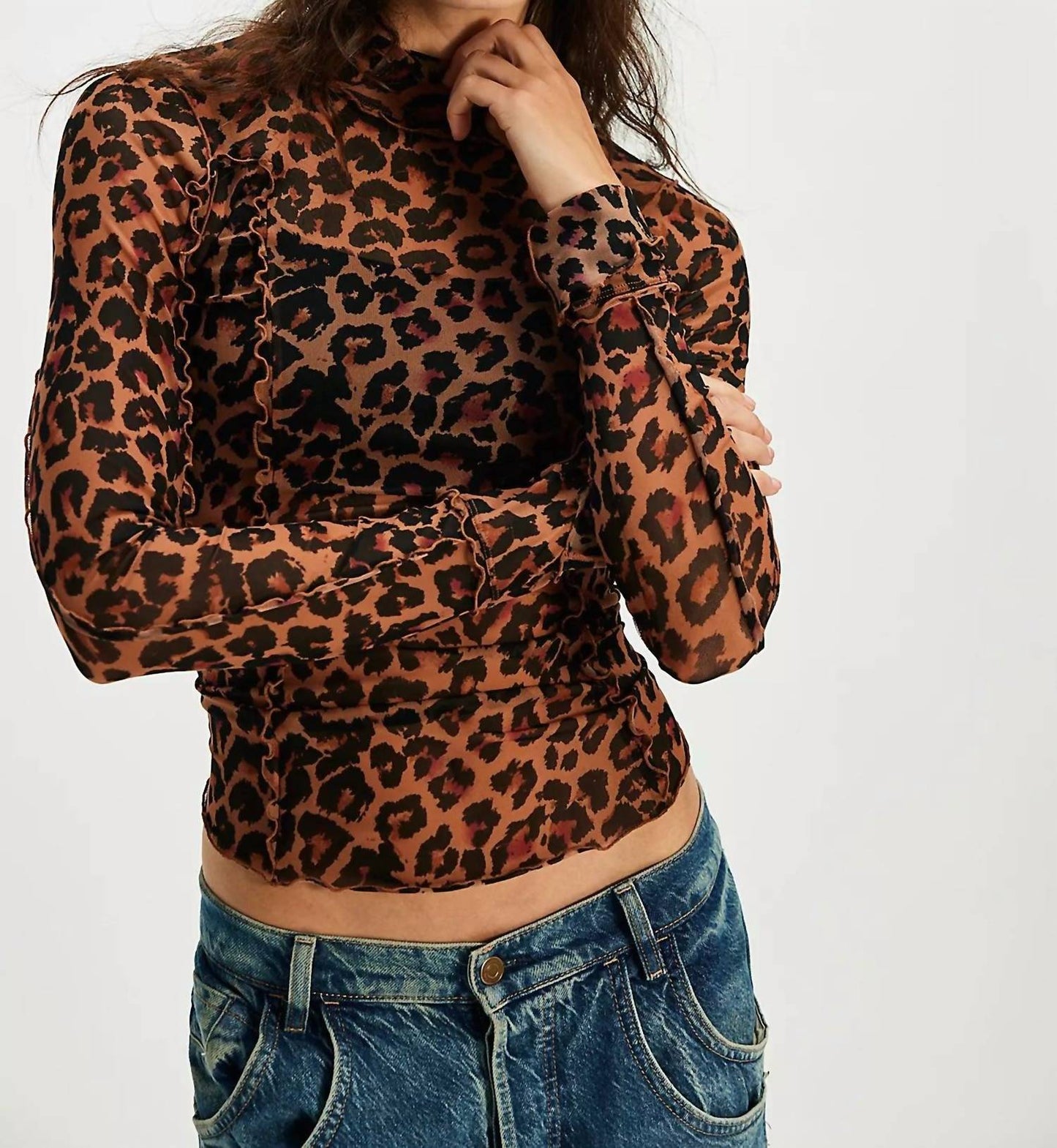 Free People - Charlie Leopard Printed Mesh Top
