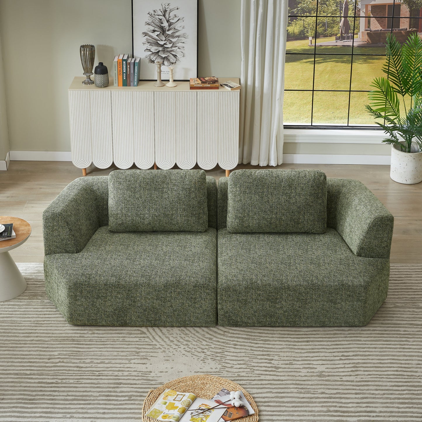 Oversized 3 Seater Compressed Sofa with Chenille Fabric