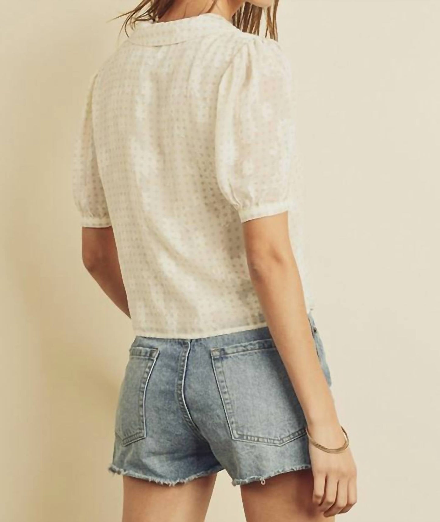 124 Voltaire - Sheer Button down with Puff Sleeve