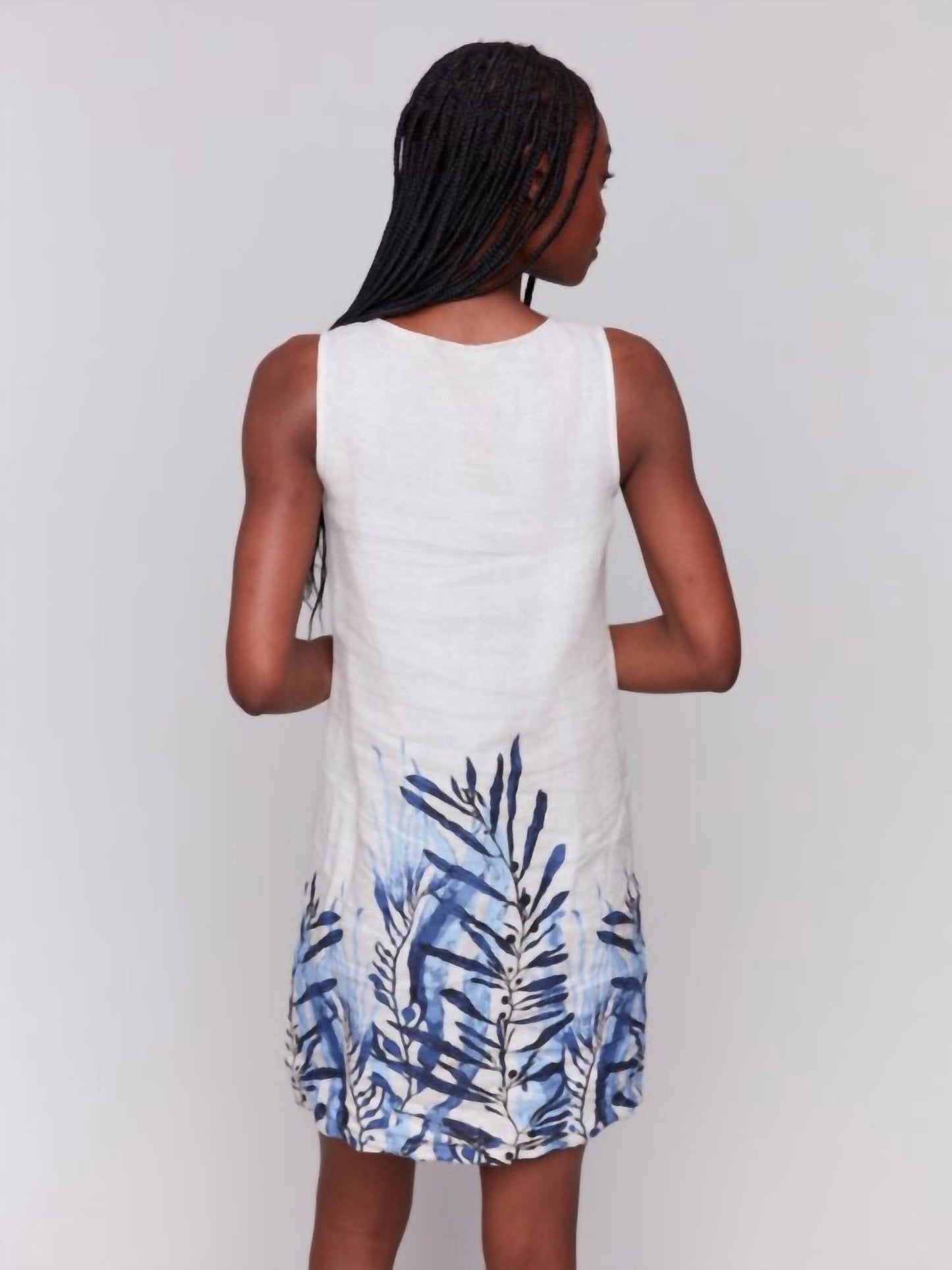 Charlie B - Printed Sleeveless Linen Blend Dress