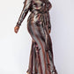 The Curve La - Plus Size Foil Knit Long Sleeve Shirt Top And Wide Leg Pants Set