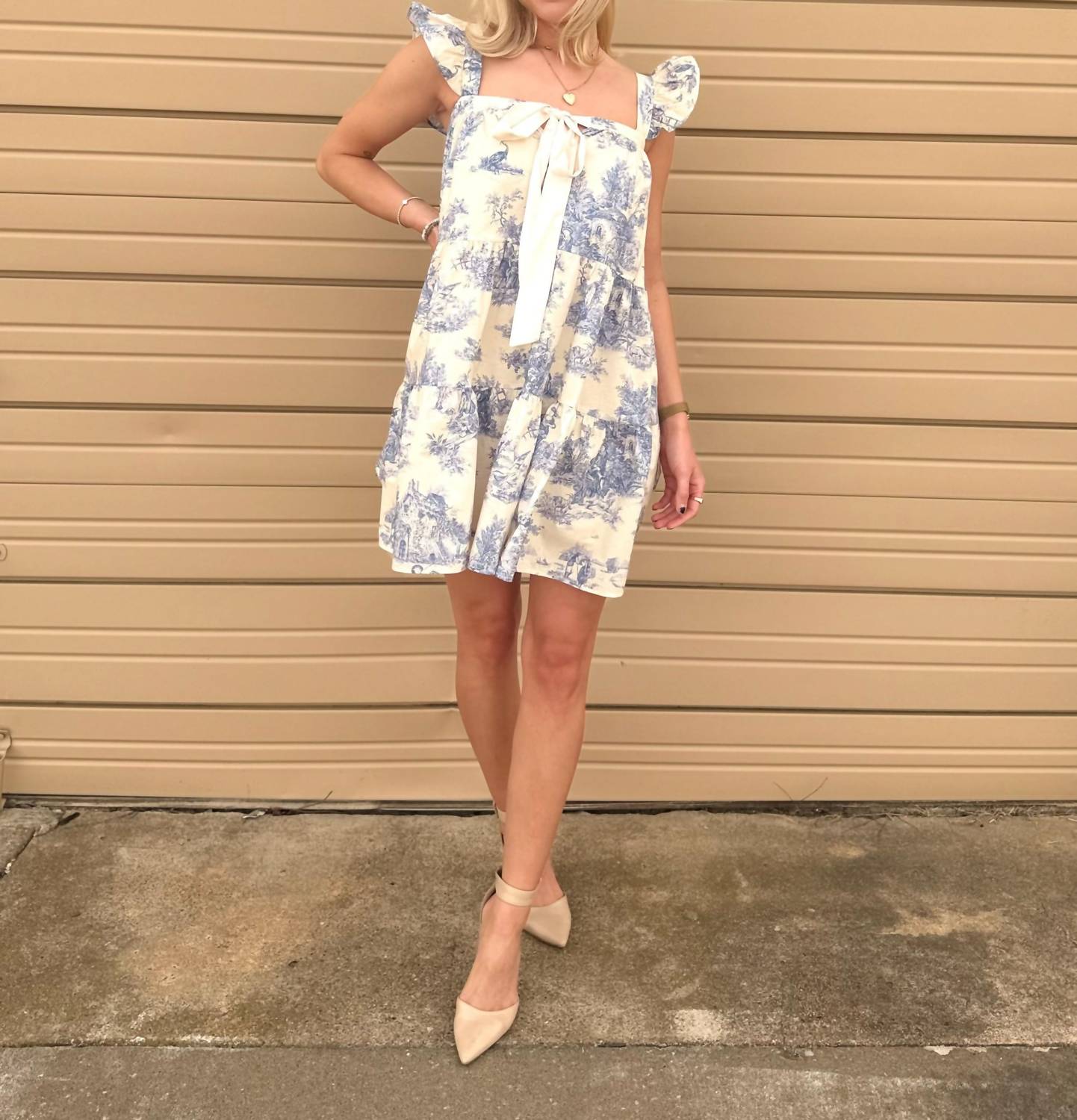 Aureum - Caroline Toile Ruffle Mini Dress