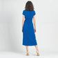 Clara Sun Woo - Soft Textured Rayon - Wrap Overlay Center Tie Midi Dress