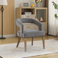 Modern Barrel Open Back Upholstered Accent Chair with Weathered Wood Legs