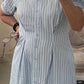 Jodifl - Striped Pin-tuck Flare Maxi Dress