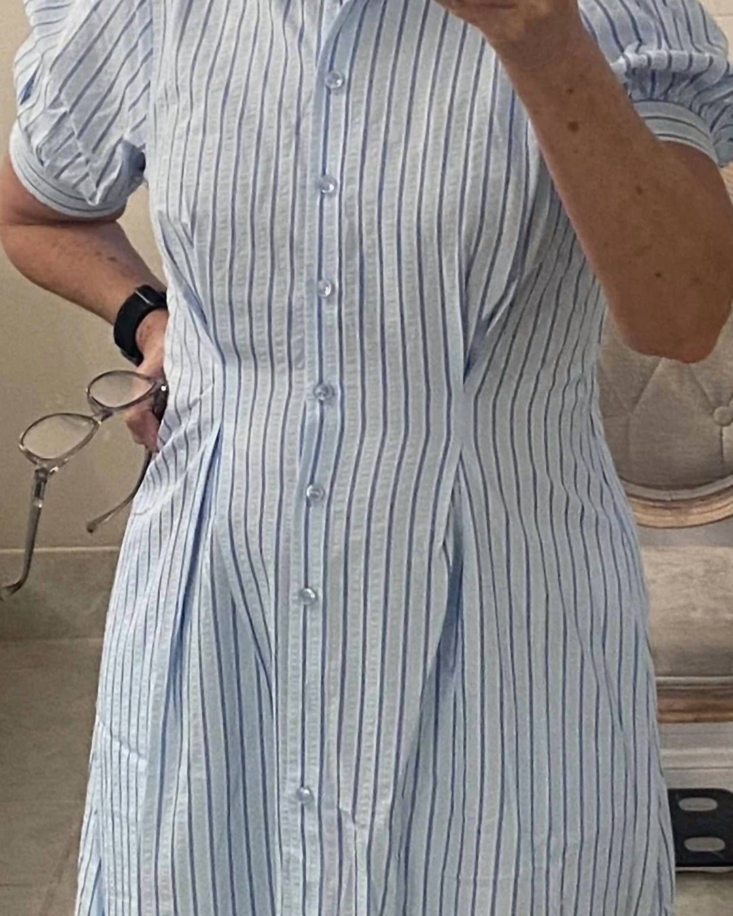Jodifl - Striped Pin-tuck Flare Maxi Dress