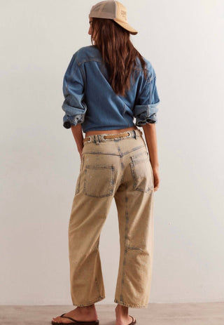 Free People - Moxie Low Slung Pull-on Barrel Jeans