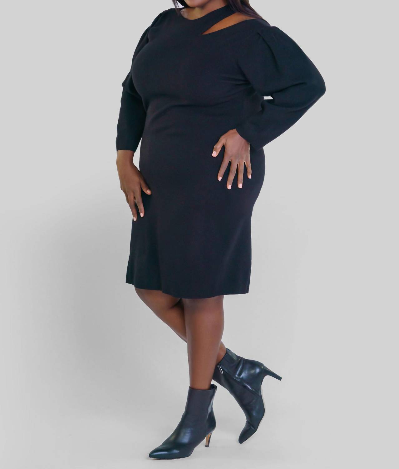 Donna Morgan - Long Sleeve Mini Sweater Dress - Plus