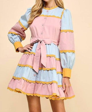 Tcec - Striped Scallop Dress