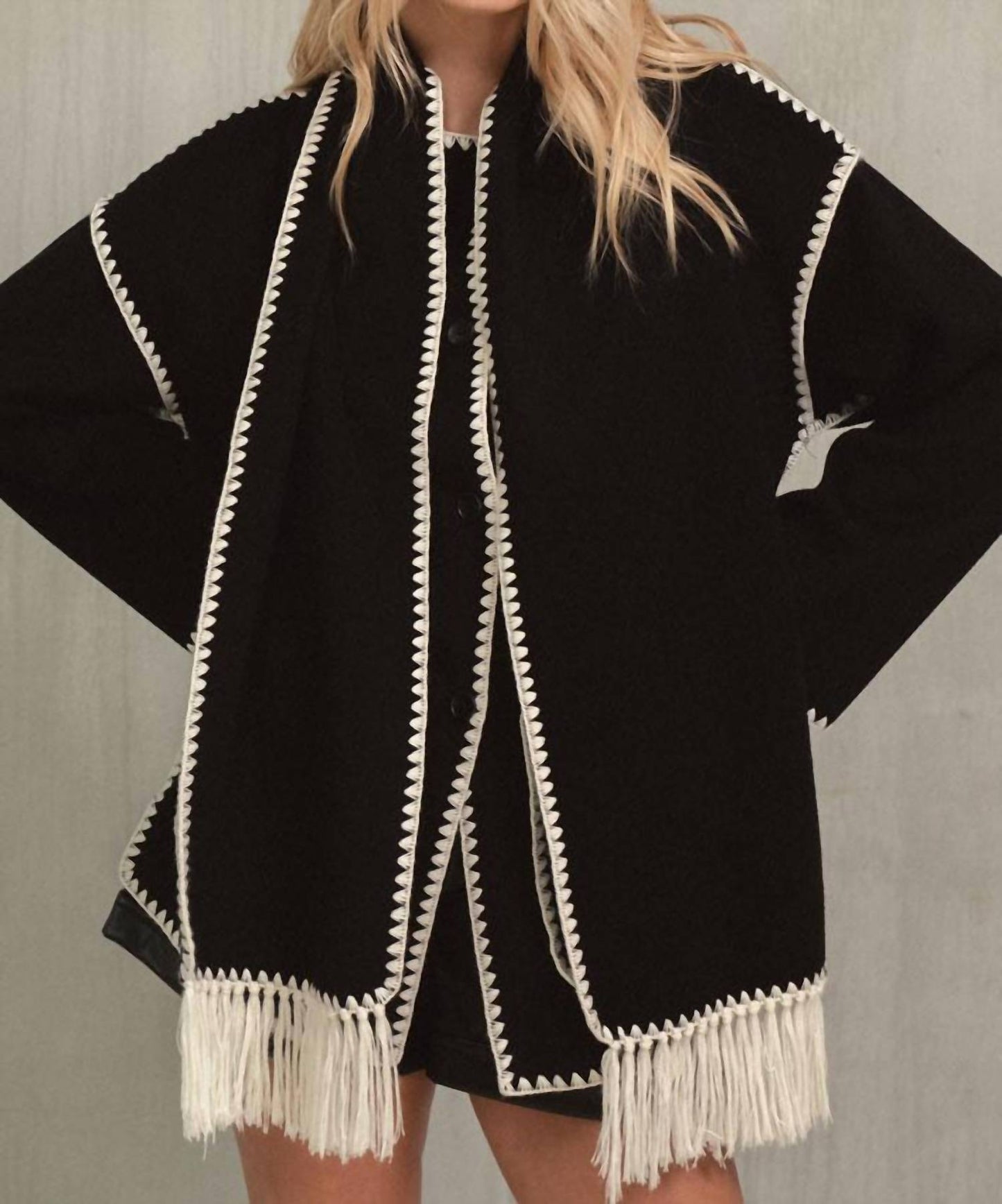 Elan - Whipstitch Detail Jacket Top Set