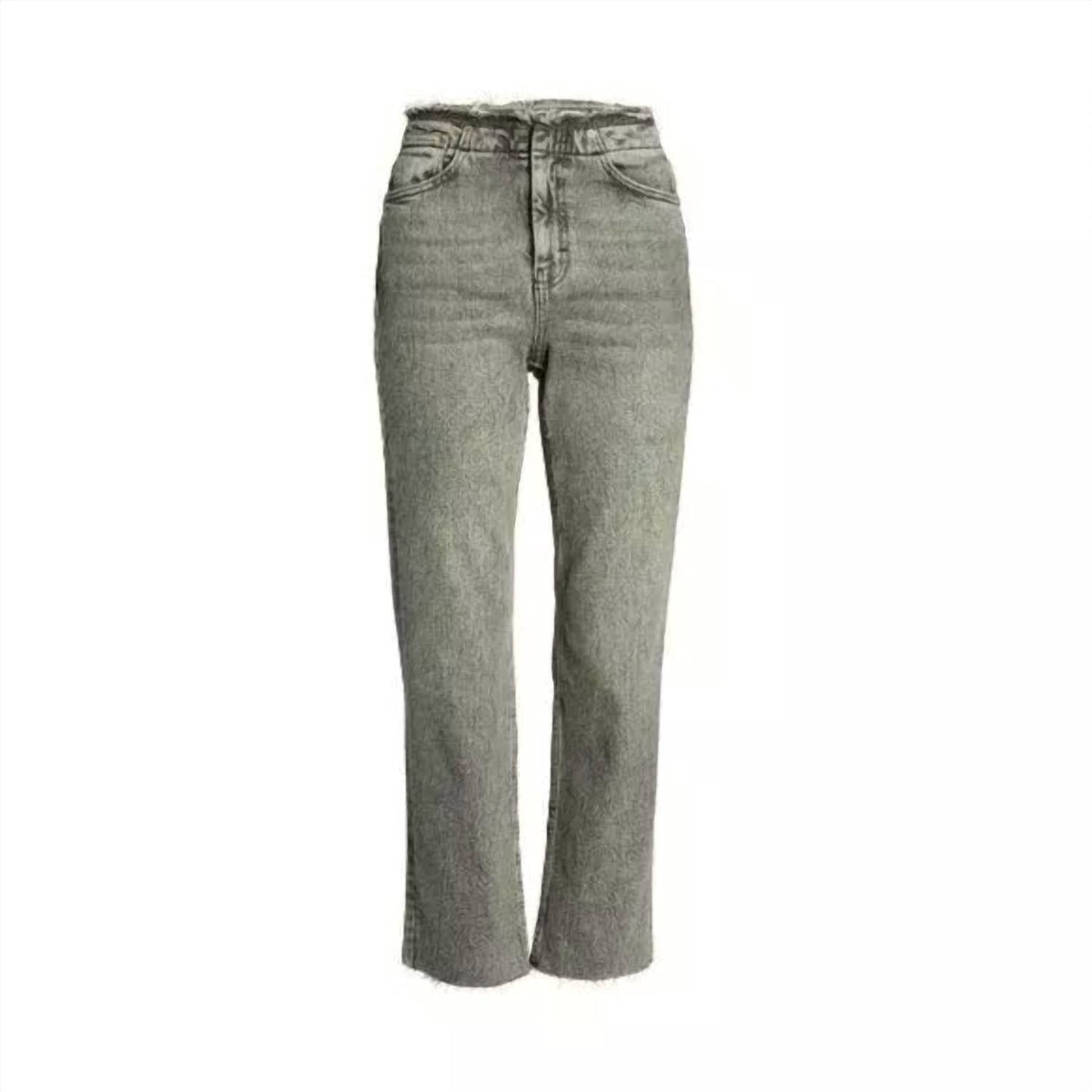 Topshop - High Rise Raw Hem Cropped Straight Leg Jeans