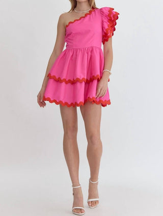 Entro - One Shoulder Valentine Mini Dress