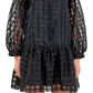 2.7 August Apparel - CHECK ORGANZA BUTTONED LONG SLEEVE MINI DRESS