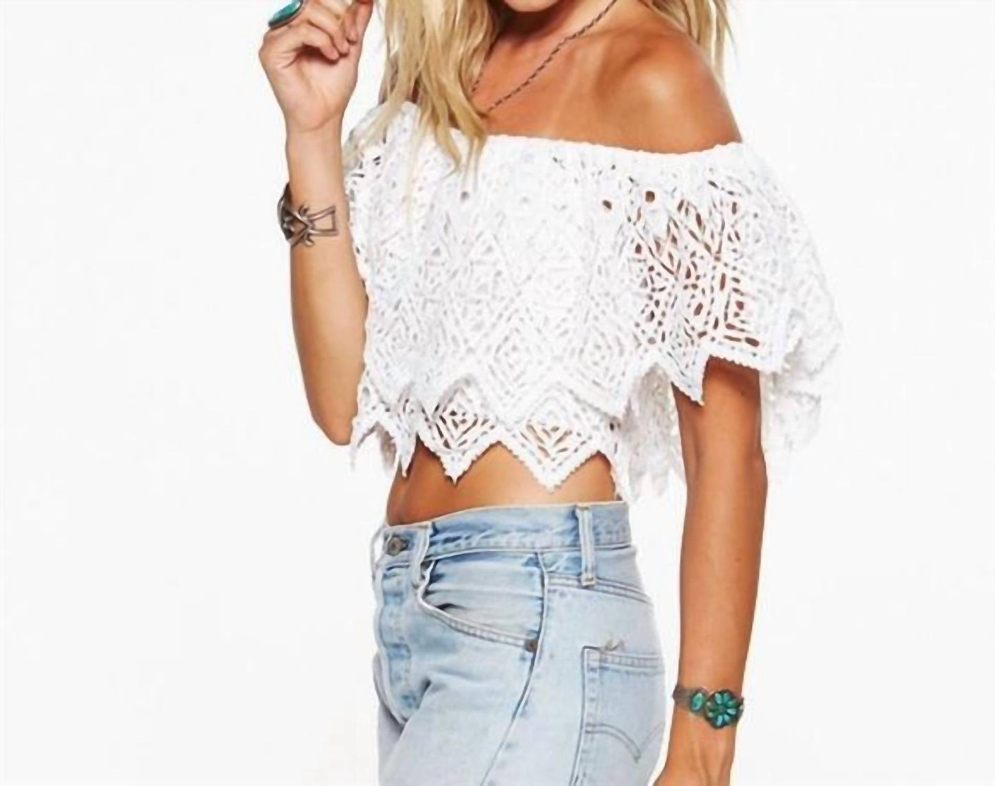 Jen'S Pirate Booty - Off The Shoulder Eyelet Crop Top