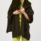 Joseph Ribkoff - Faux Fur Trim Oversized Three Quarter Sleeve Cape