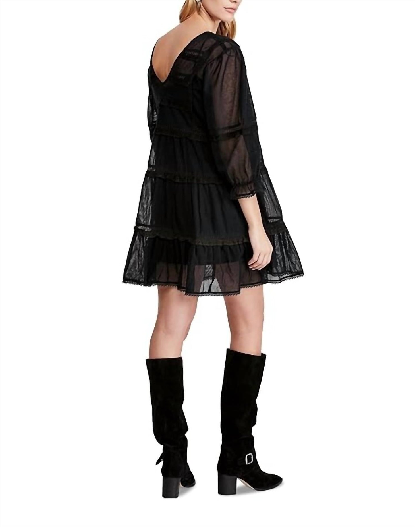 Free People - Berlin Trapeze Embroidered Semi Sheer Lace Slip Mini Dress
