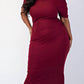 The Curve La - Plus Size Ribbed Knit Off Shoulder Knit Midi Dress