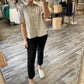 &Merci - Striped Bubble Sleeve Button Down Shirt