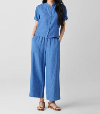 Eileen Fisher - Washed Organic Linen Délavé Band Collar Shirt