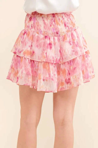 And The Why - Printed Lurex Tiered Skort