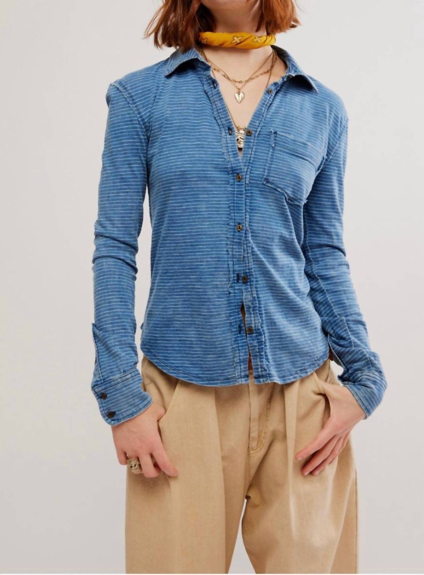 Free People - Long Sleeve Fitted Button Down Shirt