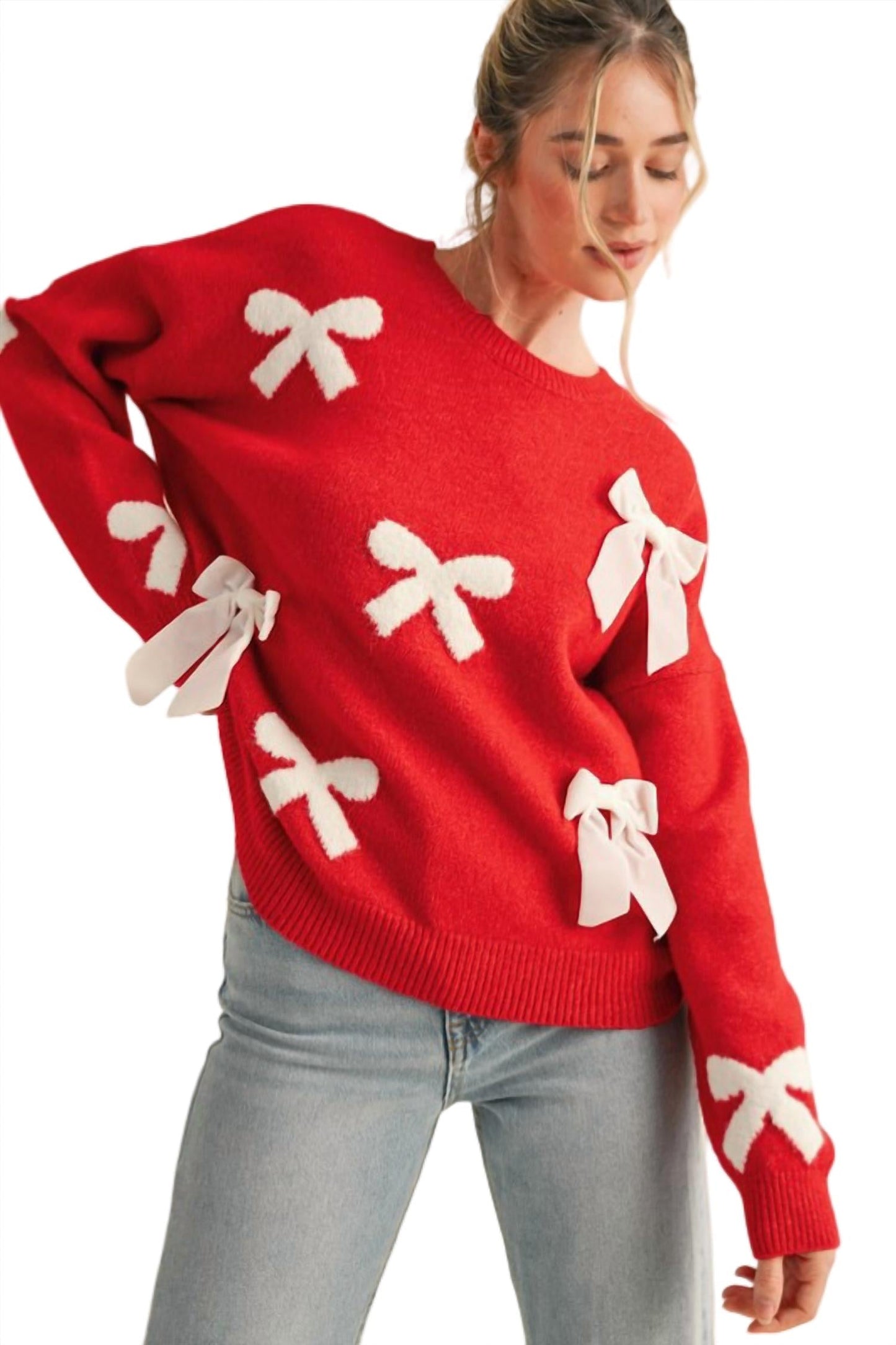 &Merci - Velvet Bow Knit Sweater
