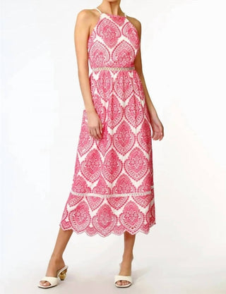 Adelyn Rae - Amelia Halter Embroidered Midi Dress
