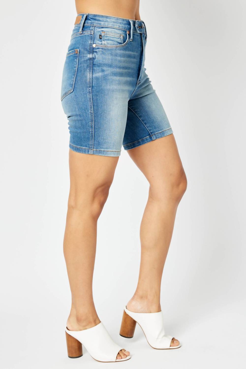 Judy Blue - High Waist Tummy Control Double Button Bermuda Denim Short
