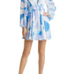 VICI Collection Abstract Print Long Sleeve Babydoll Dress in Blue Multi, Size Small