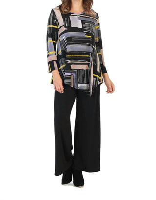 Jess & Jane - Women's Linear Ity Knit Asymmetric Tunic Top