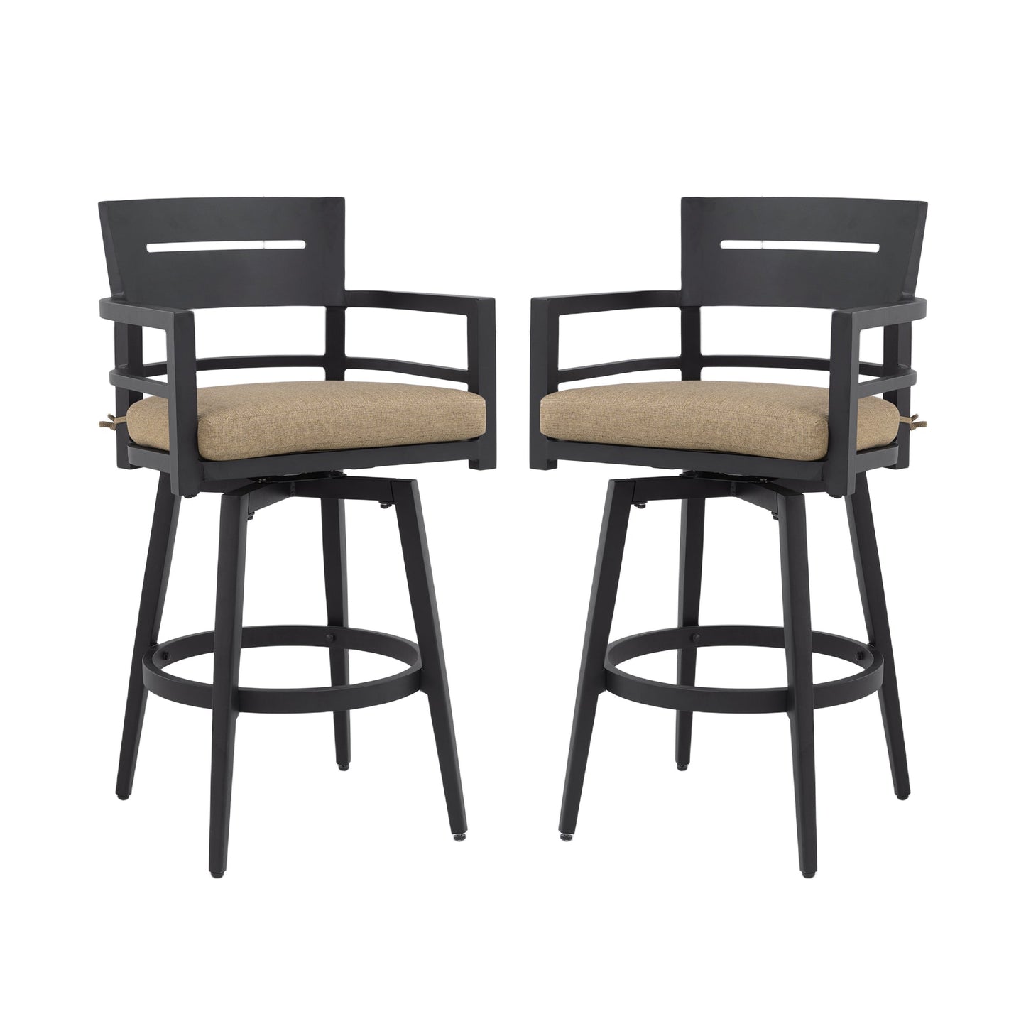 Modern Outdoor 2-Piece Swivel Bar Chairs