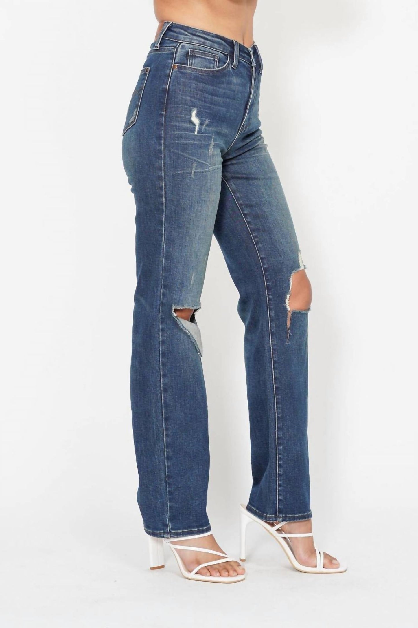 Judy Blue - High Waist Knee Ripped Dad Denim Jeans