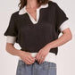 Elan - Clara Collared Elbow Sleeve Sweater