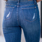 Judy Blue - High Waist Button Fly Distressed Skinny Jeans