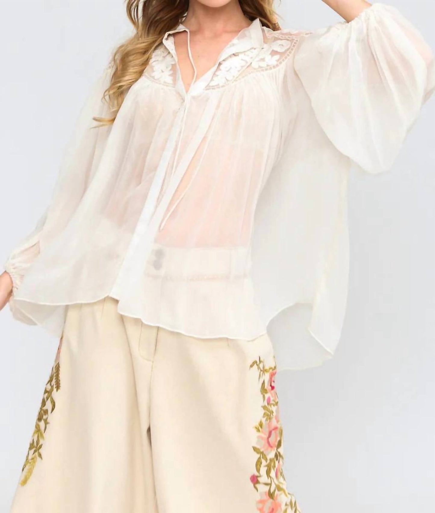 Aratta - Embroidered Chiffon Blouse