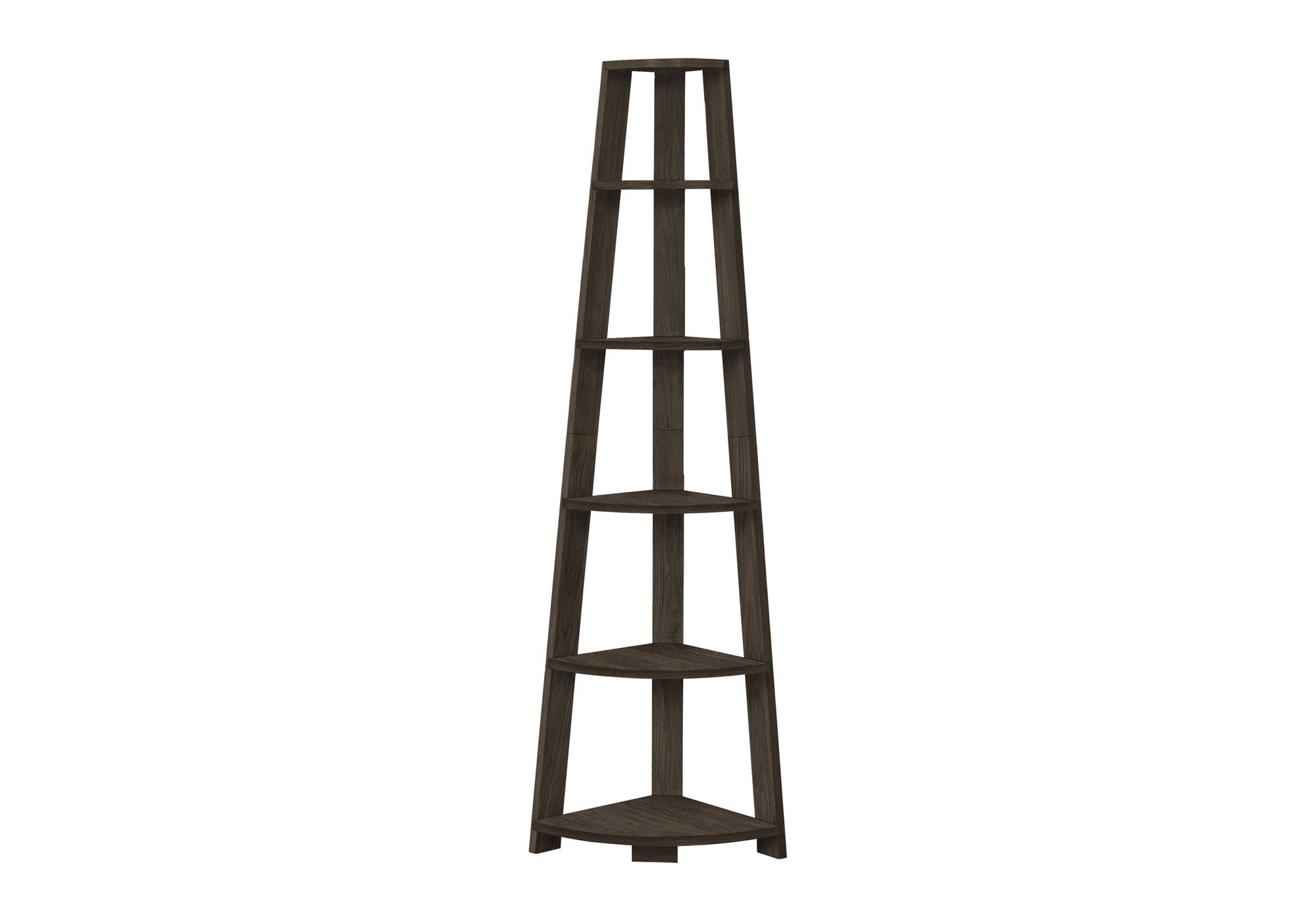 5-Tier Corner Bookshelf, Bookcase, Etagere - Modern Oak Finish