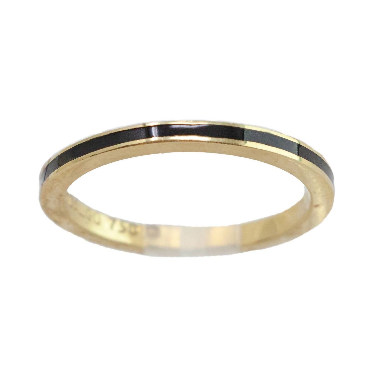 Hidalgo - Black Enamel Thin Band Ring - Size 6.5