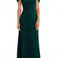 Dessy Collection Off the Shoulder A-Line Charmeuse Gown in Evergreen, Size 14