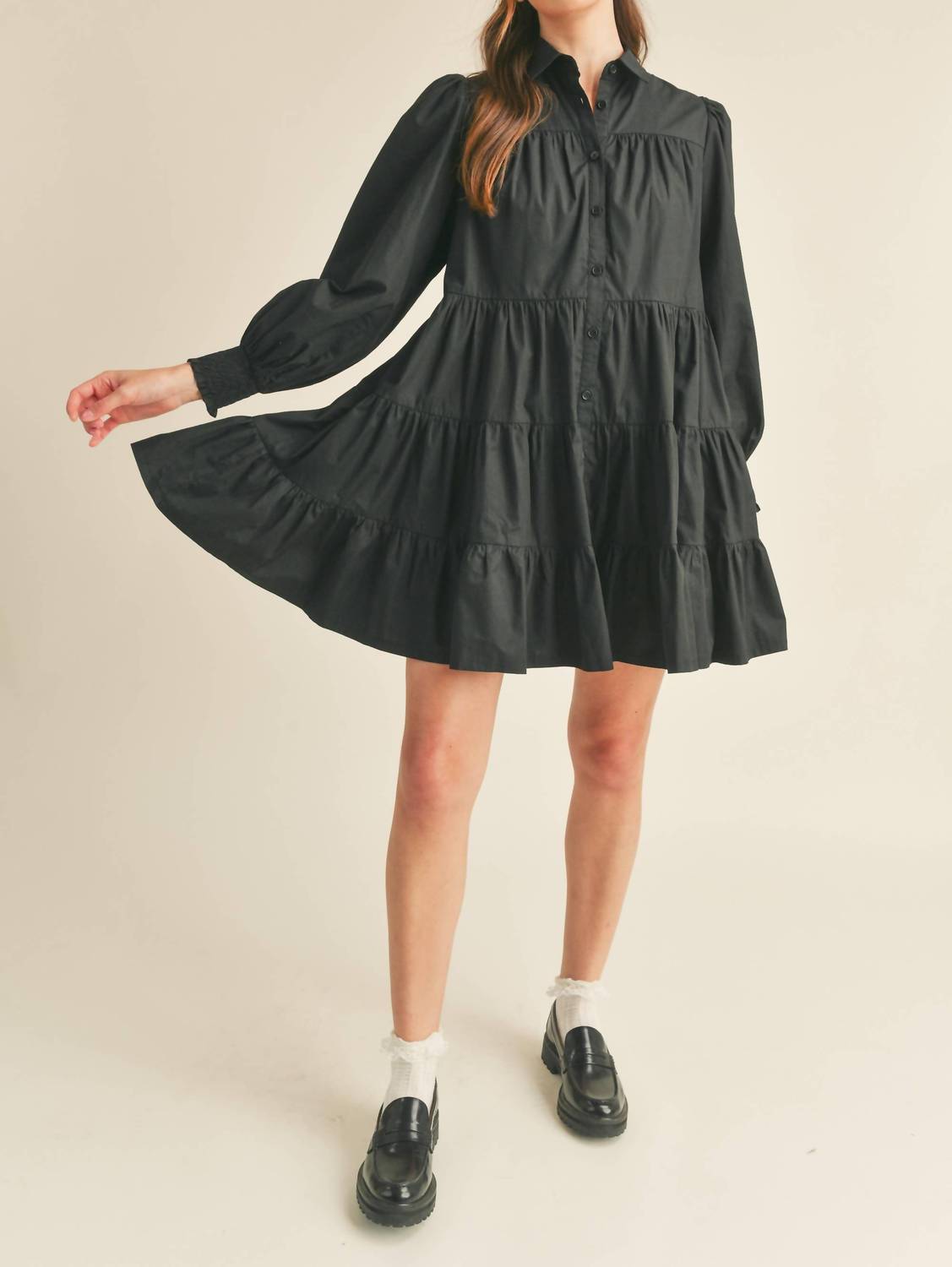 &Merci - Tiered Button Down Mini Dress