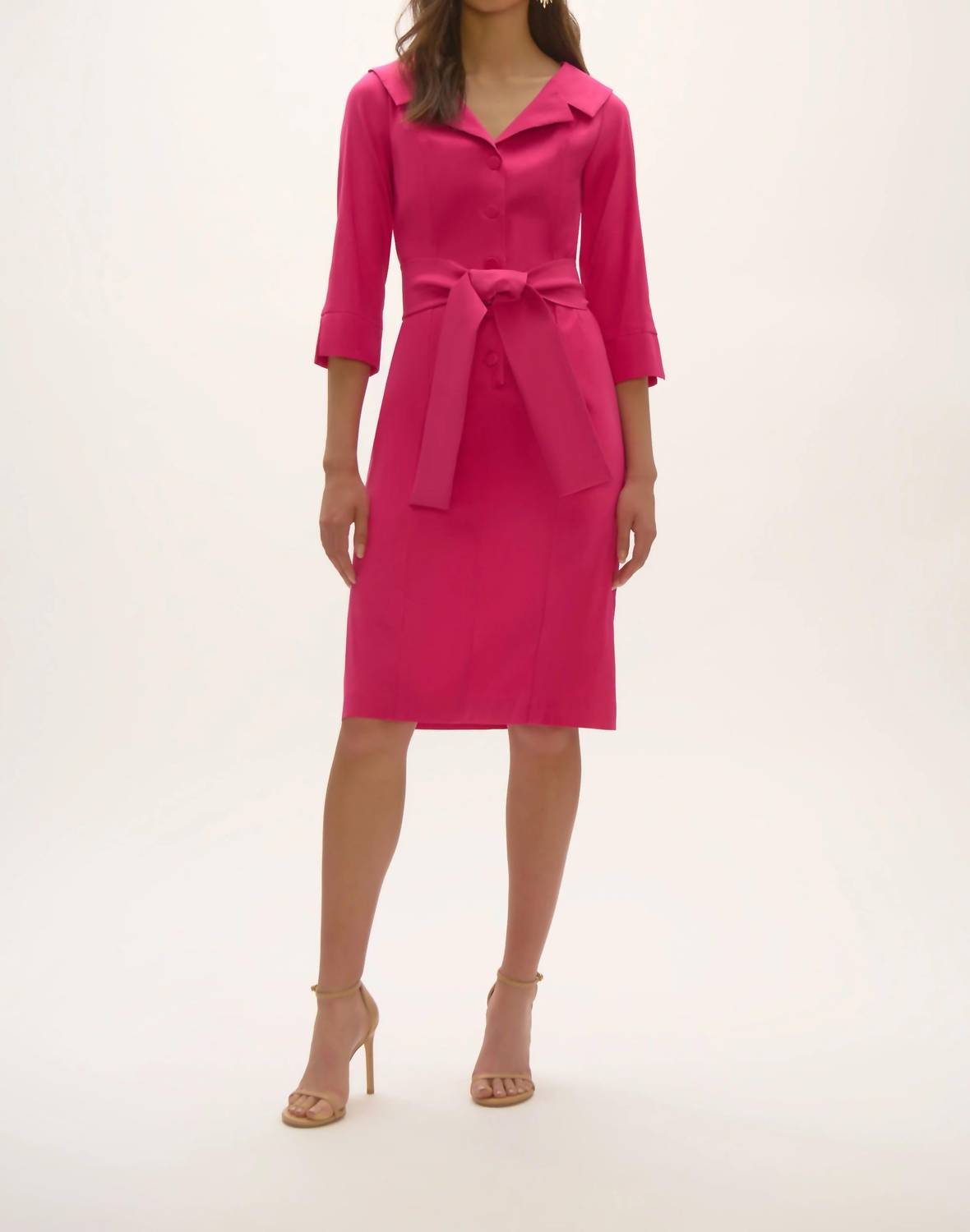 Joseph Ribkoff - Belted Stretch Taffeta Shirt Dress