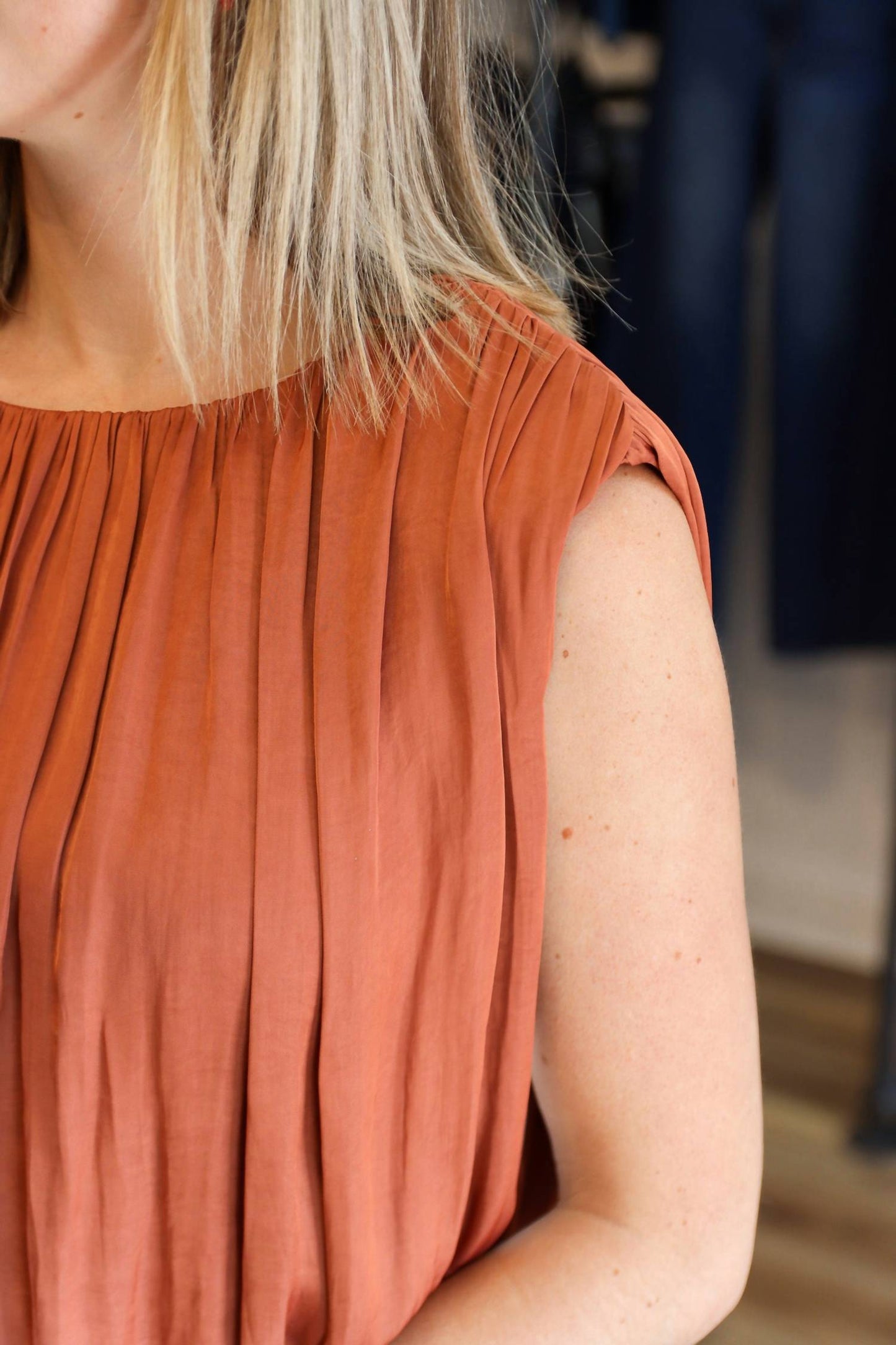 Steve Madden - Milana Satin Bubble Top With Shoulder Pads