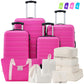 Expandable Hardshell 4-Piece  Luggage Set — (16", 20", 24", 28") Pink
